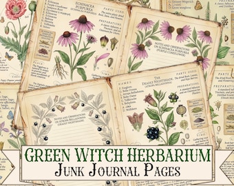 Green Witch Herbarium Pages, Magical Plants Grimoire,Digital Sheet Download
