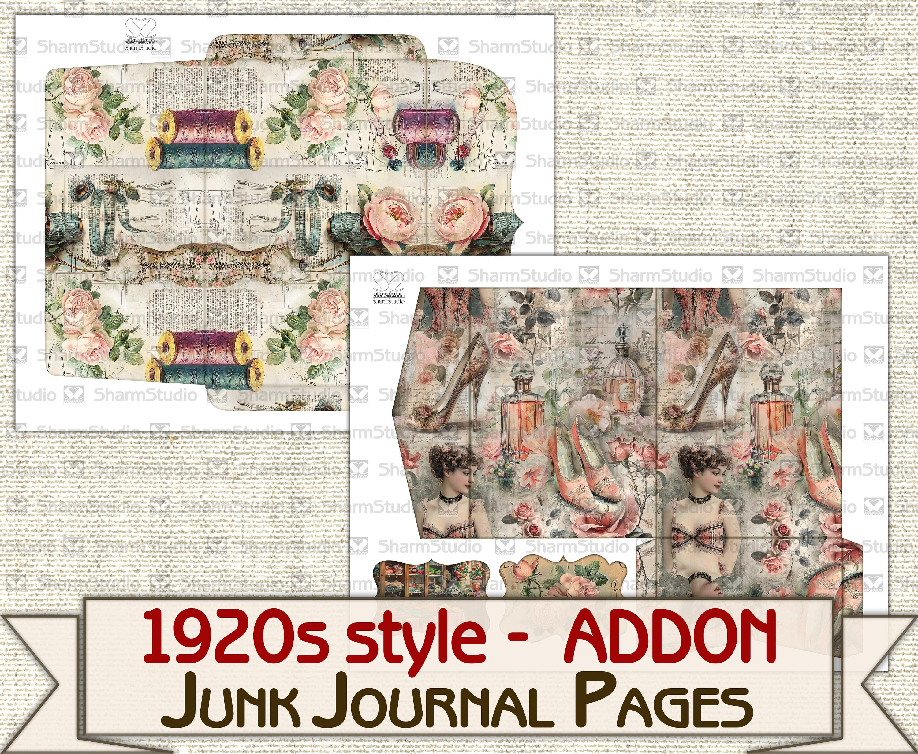 Vintage Fashion Junk Journal Kit 1920s Style ADDON, Collage Sheets ...