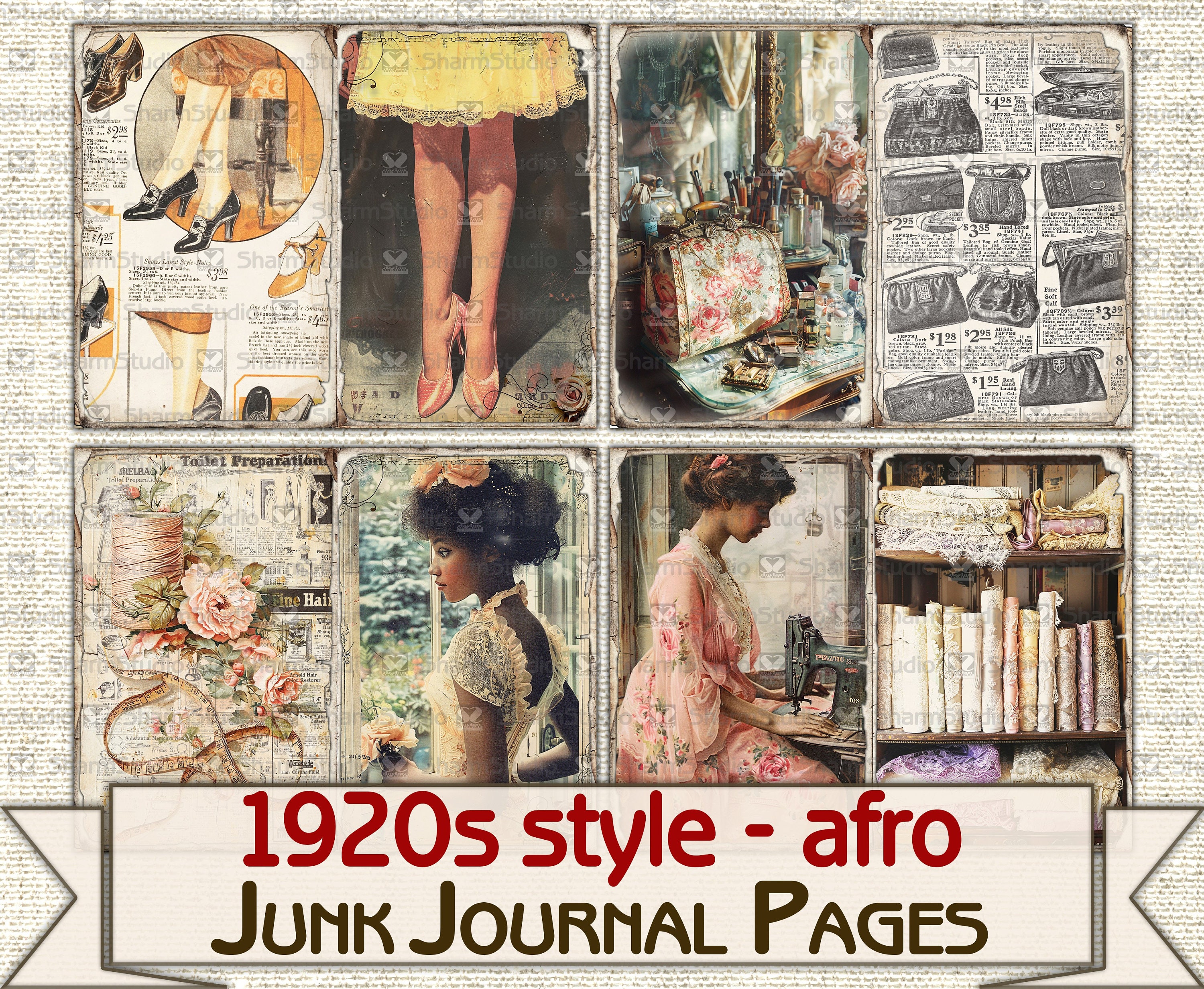 Vintage Afro Fashion Junk Journal Kit 1920s Style, Collage Sheets ...