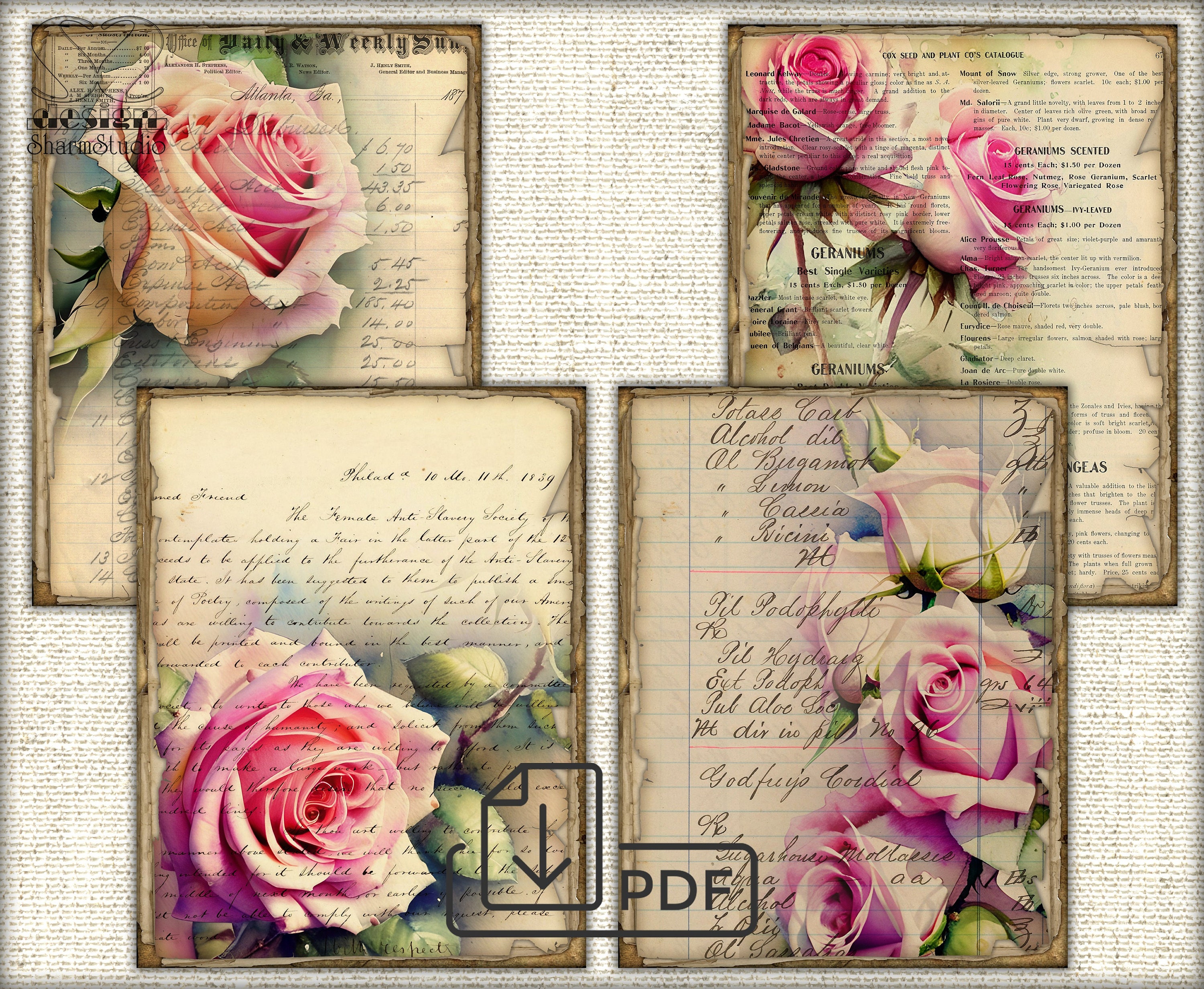 Rose Garden Diary Junk Journal - Compass and Ink