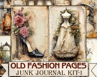Old fashion Victorian Lady Junk Journal Kit part 1, Collage Sheets printables