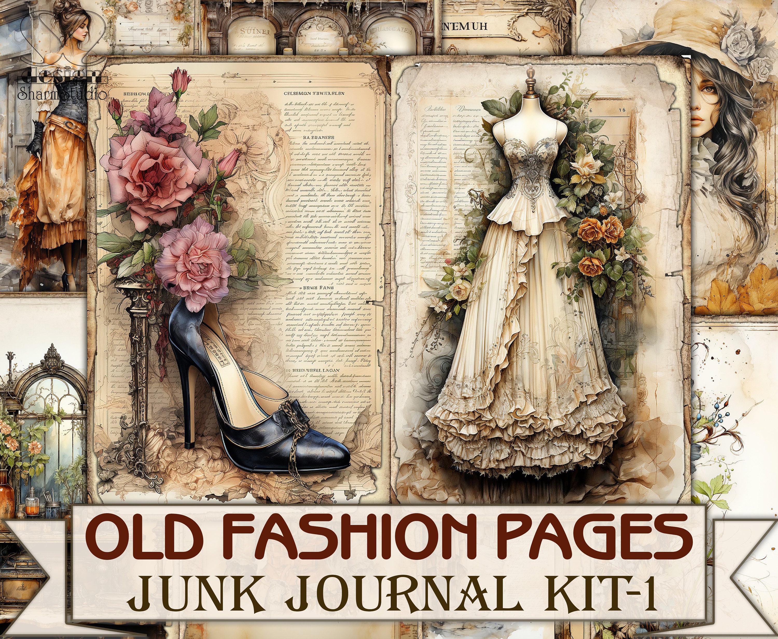 Old Fashion Victorian Lady Junk Journal Kit Part 1, Collage Sheets ...