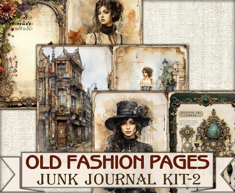 Old Fashion Victorian Lady Junk Journal Kit Part 2, Collage Sheets ...