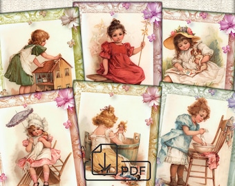 Vintage Children Ephemera Junk Journal Digital Collage Sheet Download