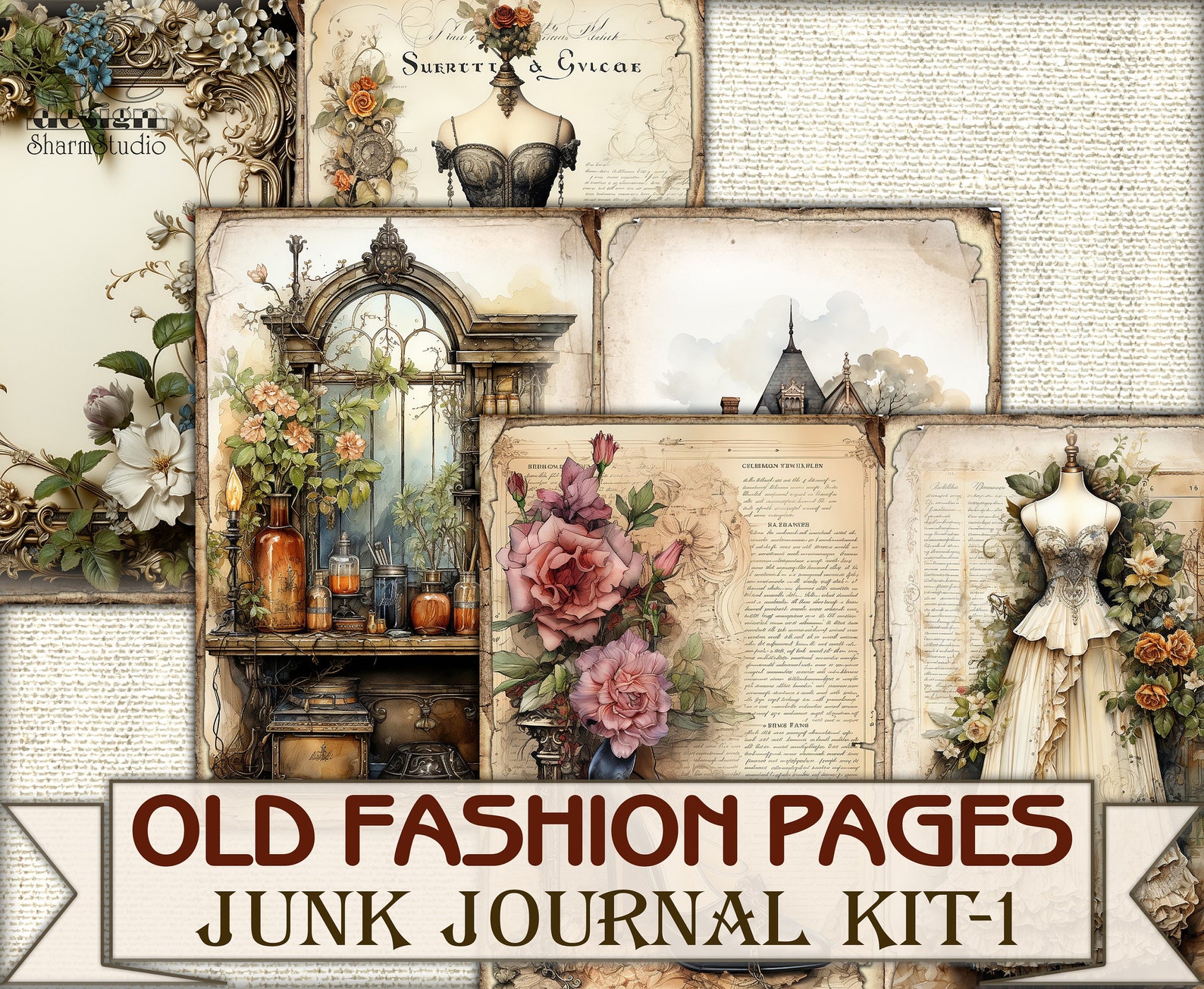 Old Fashion Victorian Lady Junk Journal Kit Part 1, Collage Sheets ...