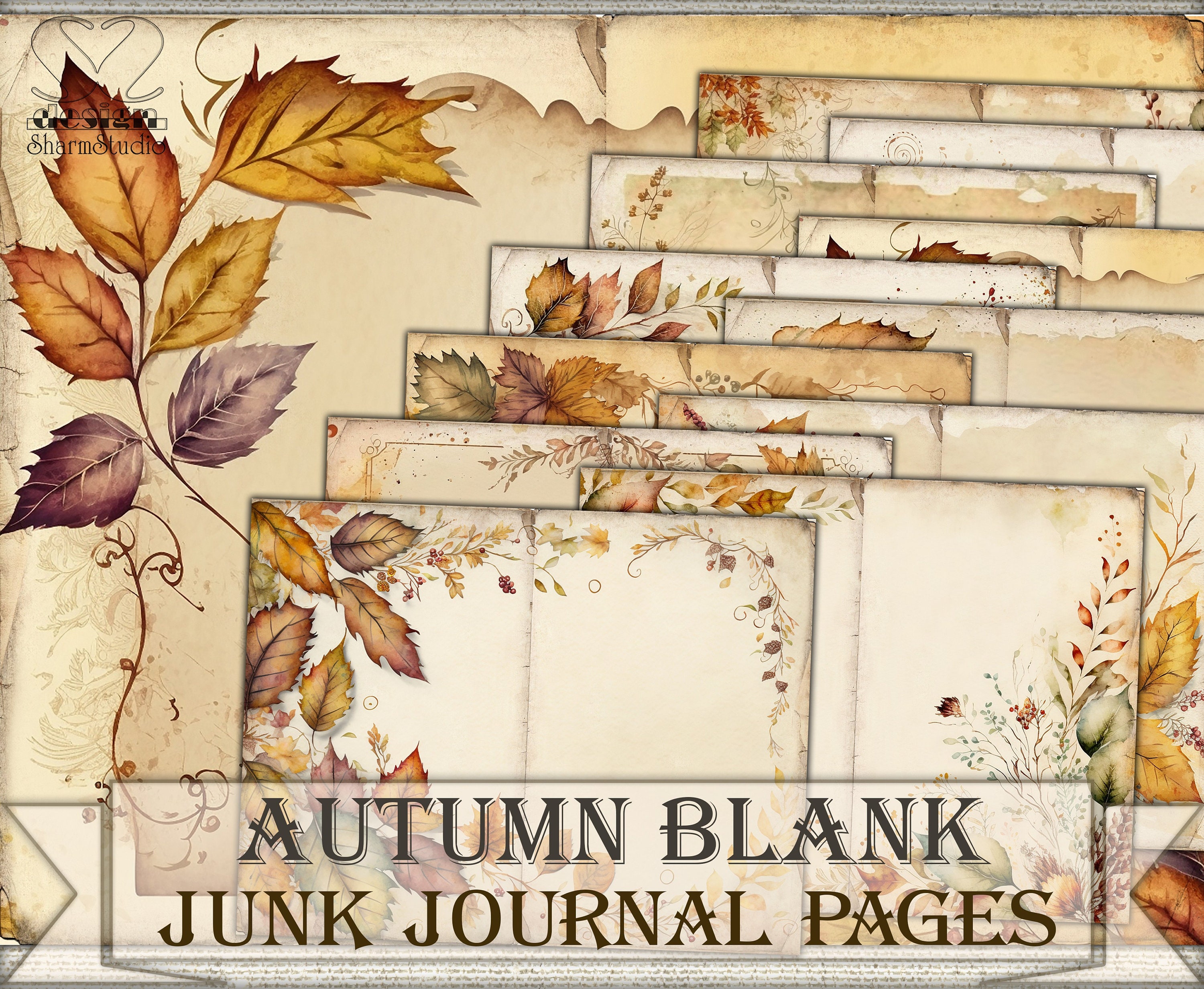 Autumn Blank Background Junk Journal Pages,fall Background