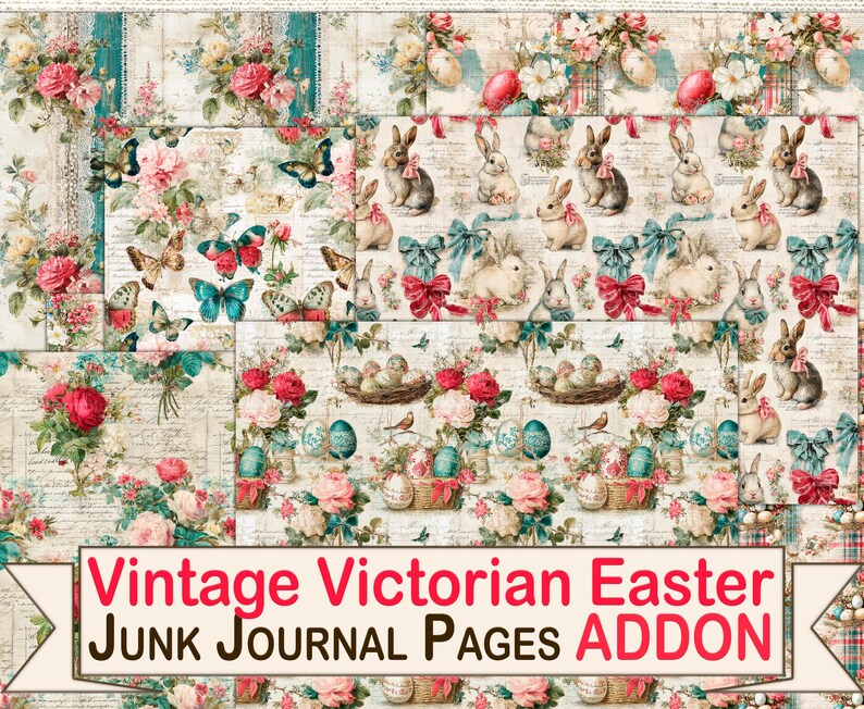 Vintage Victorian Easter Junk Journal Pages Addon,digital Picture ...