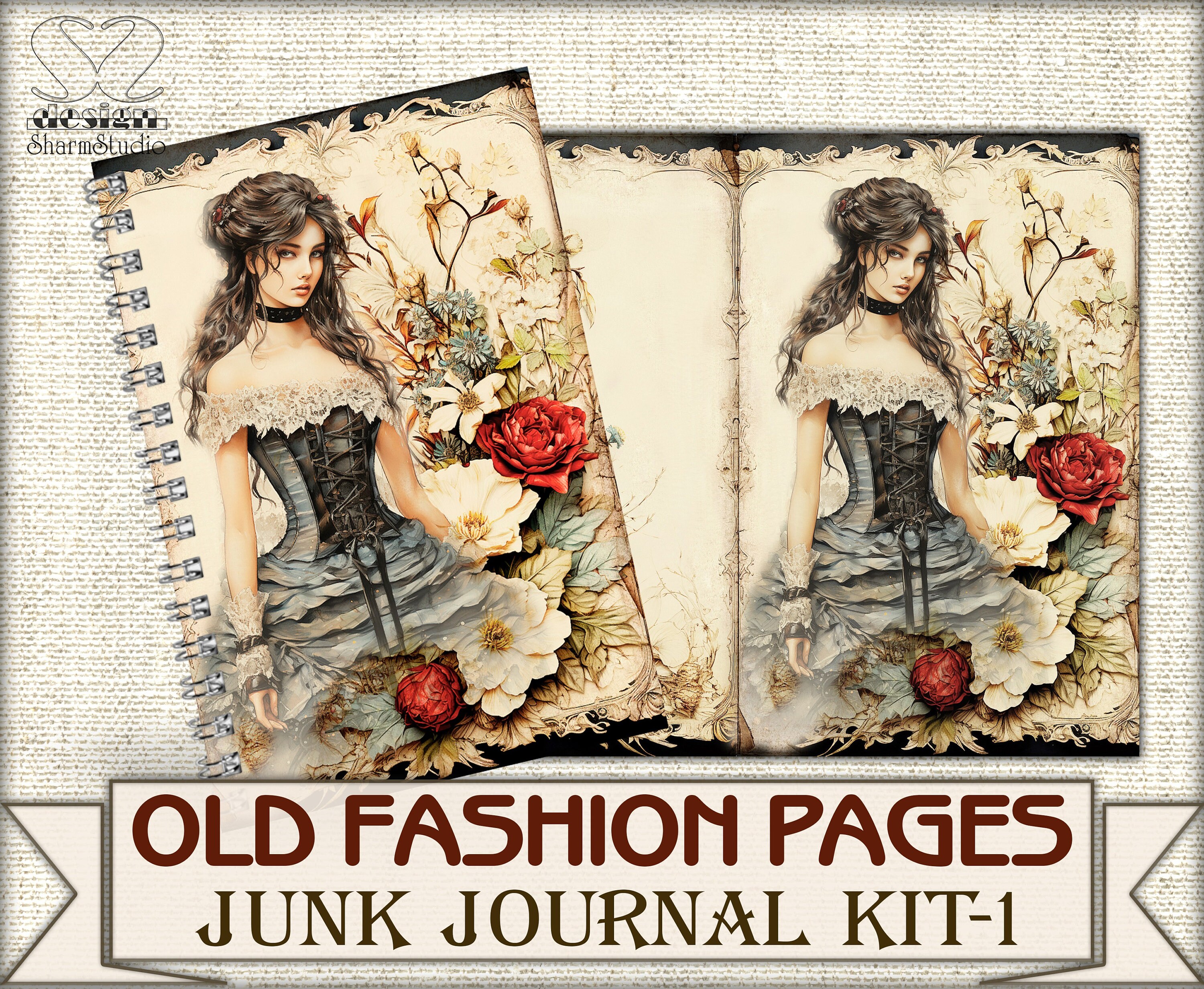 Old Fashion Victorian Lady Junk Journal Kit Part 1, Collage Sheets ...