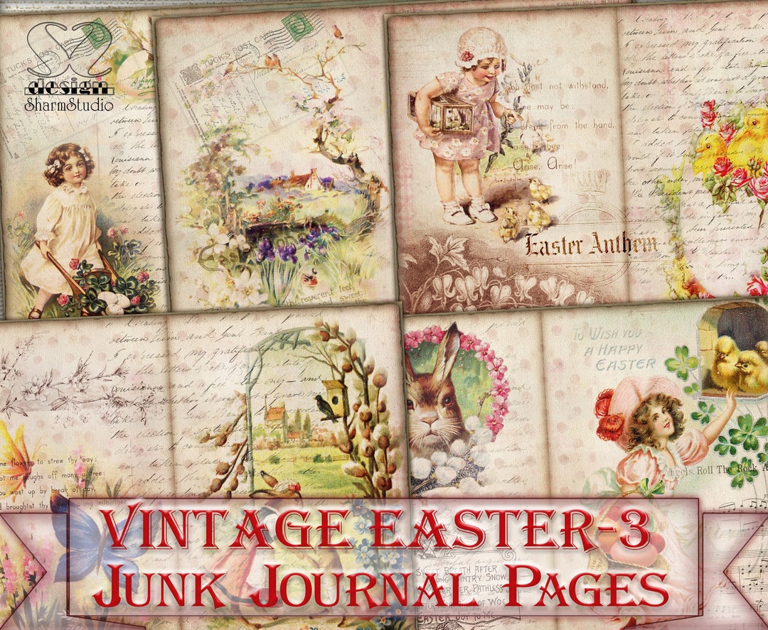 Vintage Easter Junk Journal Pages,digital Picture Collage Printable - Etsy
