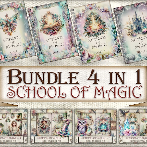 School Magic Junk Journal Kit,Wizard Collage Sheets Printable Bundle