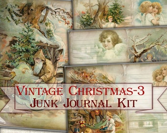 Vintage Printable Christmas Junk Journal Kit-3,Collage Pages