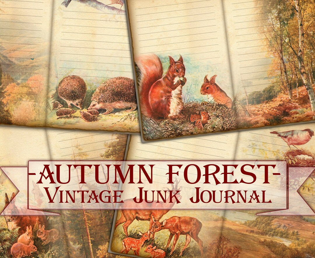Vintage Autumn Forest Junk Journal Kit,fall Printable Collage Pages - Etsy
