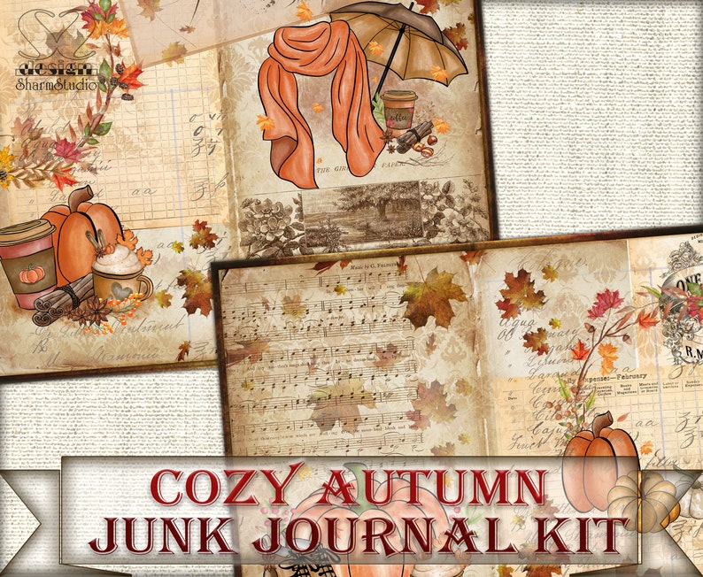 Cozy Autumn Junk Journal Collage Pages,digital Kit Picture Collage,fall ...