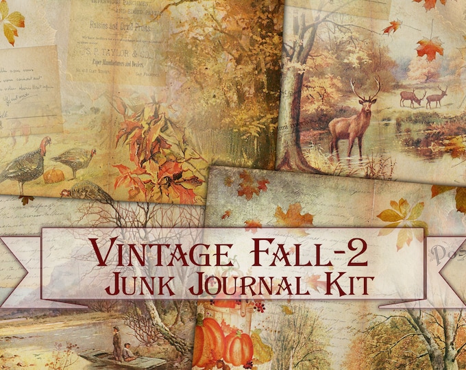 Vintage Fall Junk Journal Kit-2,autumn Printable Collage Pages - Etsy