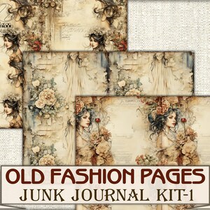 Old Fashion Victorian Lady Junk Journal Kit Part 1, Collage Sheets ...