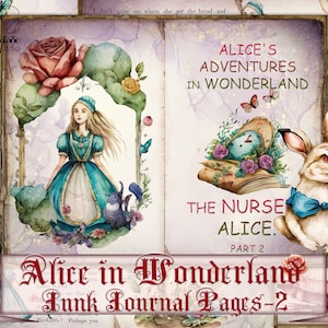 Digital Fairy Tale Kit Junk Journals page printables Alice in Wonderland-2,Digital Sheet Download