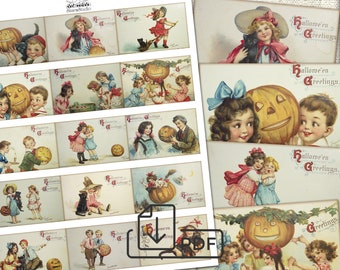 Vintage Halloween Postcard set,Cards Atc ACEO