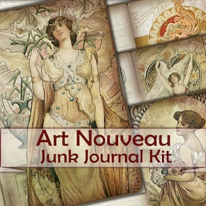 Vintage Art Nouveau Junk Journal Printable Pages,picture collage