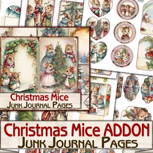 Kit diario spazzatura per topi di Natale ADDON, pagine di collage stampabili con topi
