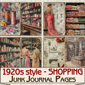 Vintage Fashion Junk Journal Kit 1920s Style Sewing Shopping,collage ...
