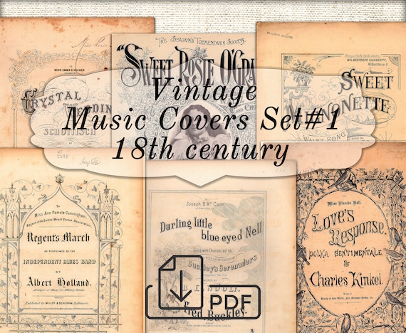 Vintage Old Music Covers Set1printable Sheet Music Paper | Etsy