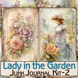 Vintage Damen Garten Junk Journal Kit-2, viktorianisches ephemera