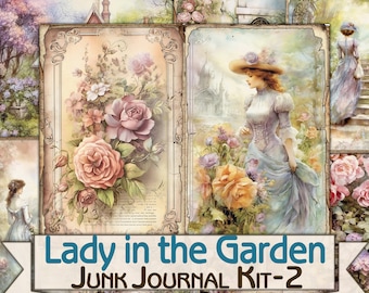 Vintage Ladies garden Junk Journal Kit-2,victorian ephemera