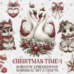 Christmas time junk journal Ephemera-1,Digital picture collage printable