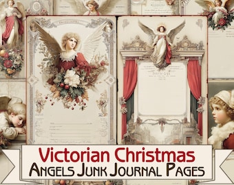 Victorian Christmas Angels | Printable Junk Journal Kit | Vintage Collage Ephemera