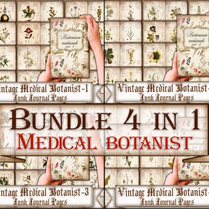Vintage medicinal botany junk journal Pages Bundle,herbal plants Instant Download