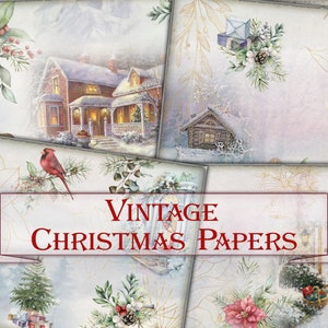 Vintage Christmas Digital picture collage,printable papers