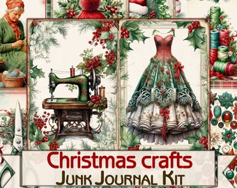 Christmas crafts Junk Journal Kit,Printable Collage Pages