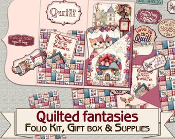 Quilted Folio Kit: Scrapbook Journal Supplies (Digital PDF)