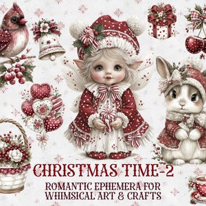 Christmas time junk journal Ephemera-2,Digital picture collage printable