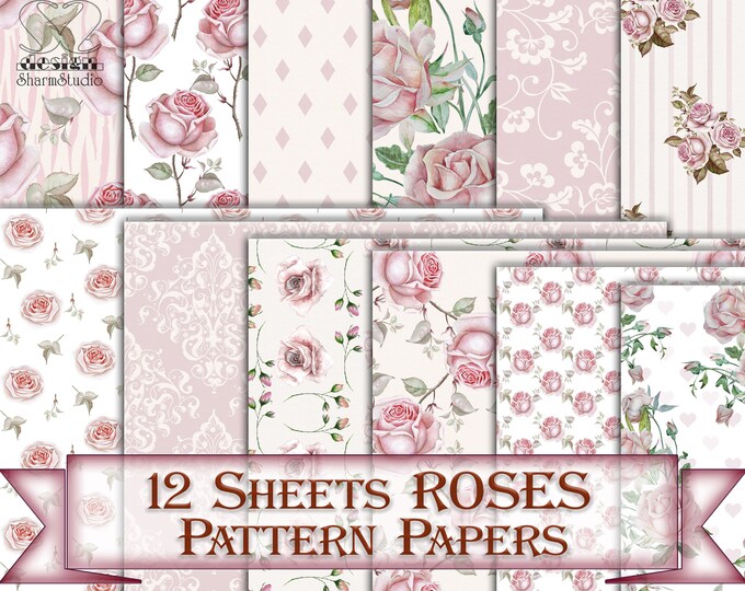 Design Paper Sheets Roses This item is unavailable - Etsy