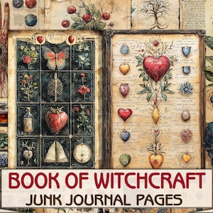 Páginas de diário de bruxaria de livros antigos para impressão, bruxa mística, download de livro de feitiços wiccan