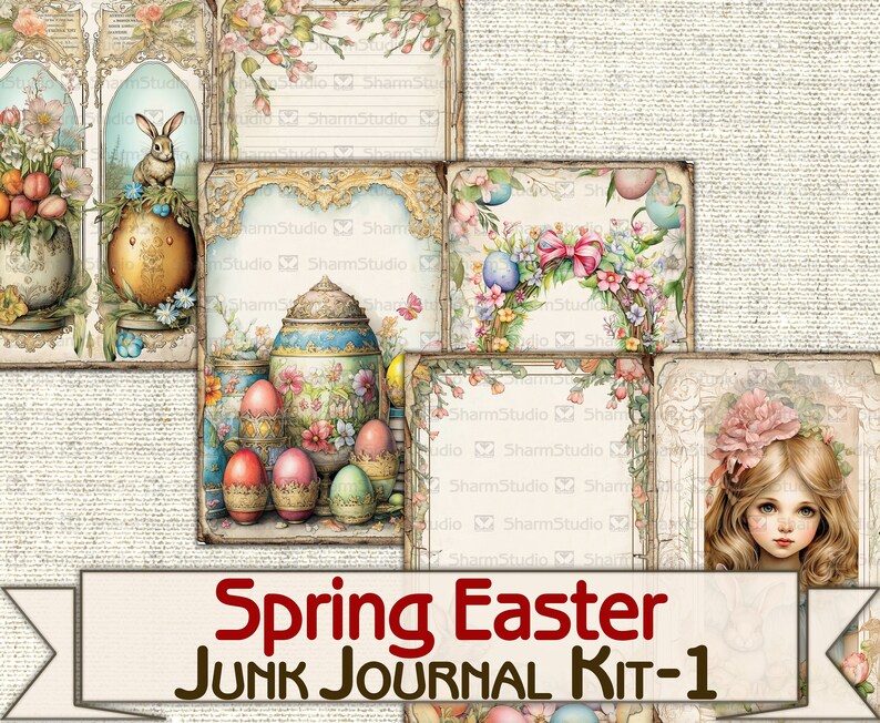 Vintage Spring Easter Junk Journal Kit,digital Picture Collage ...