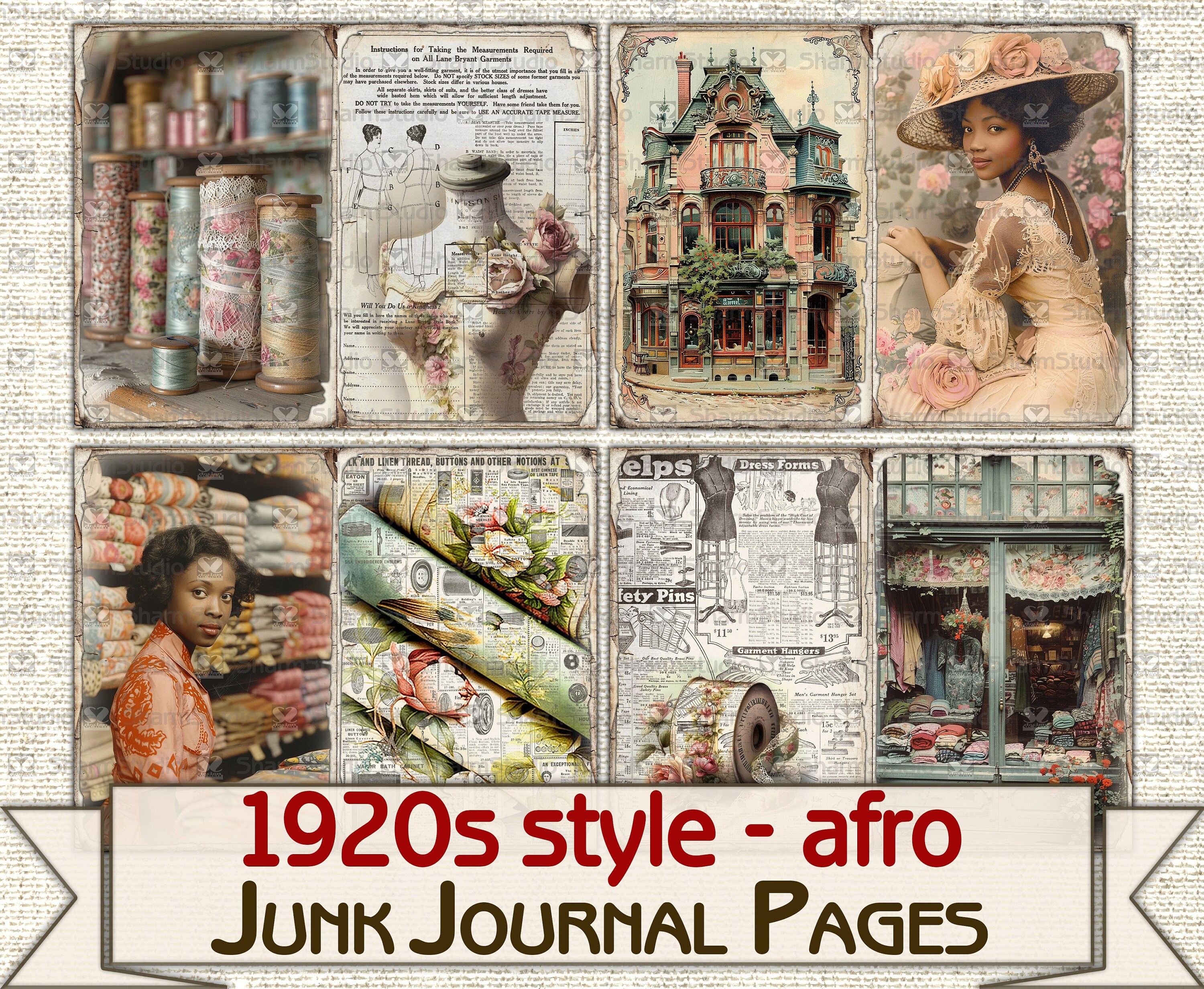 Vintage Afro Fashion Junk Journal Kit 1920s Style, Collage Sheets ...