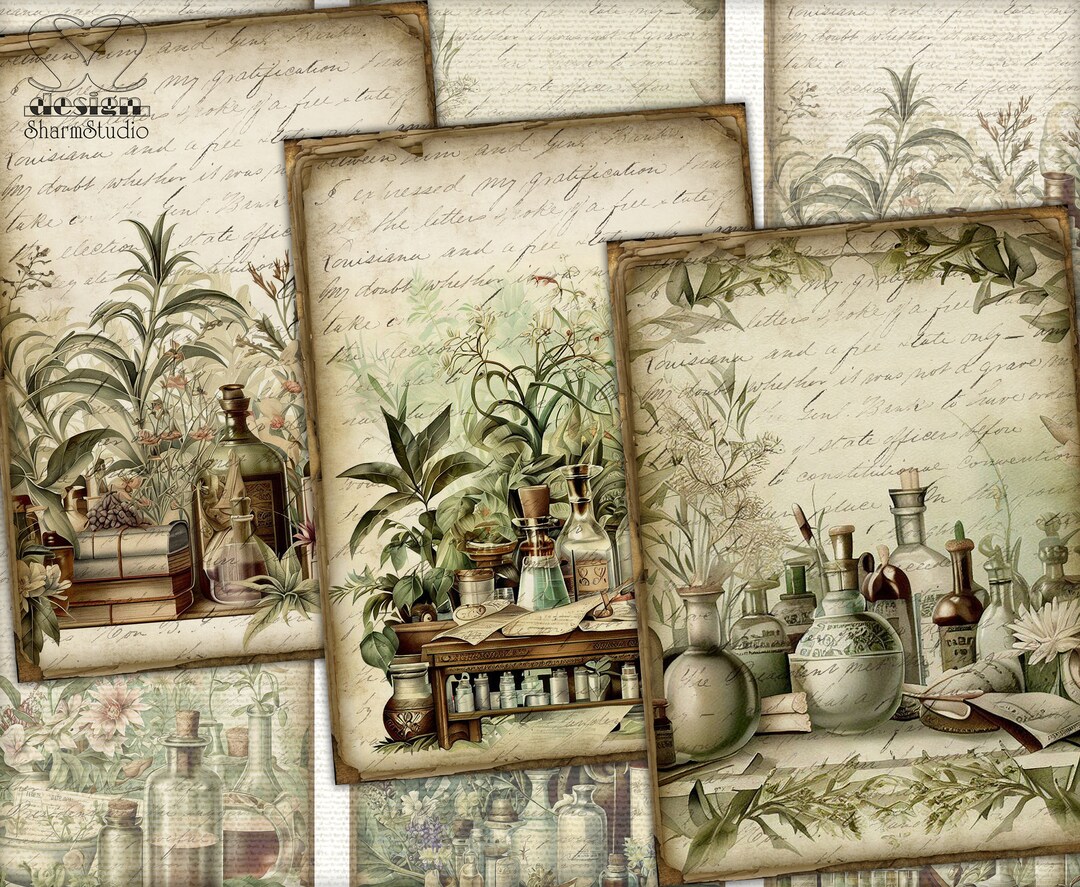 Vintage Herbalist Botanical Printable Pack,herbal Junk Journal Ephemera ...