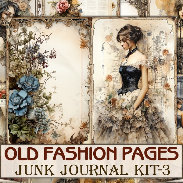 Kit de journal victorien Lady Junk à l’ancienne, partie 3, feuilles de collage imprimables