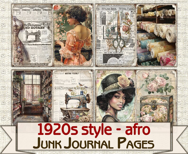 Vintage Afro Fashion Junk Journal Kit 1920s Style, Collage Sheets ...