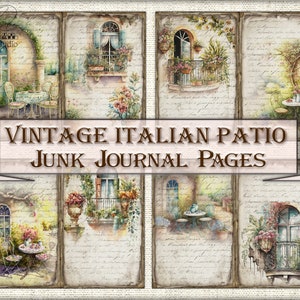 Italian patio fantasy junk journal Pages,Vintage journal kit download