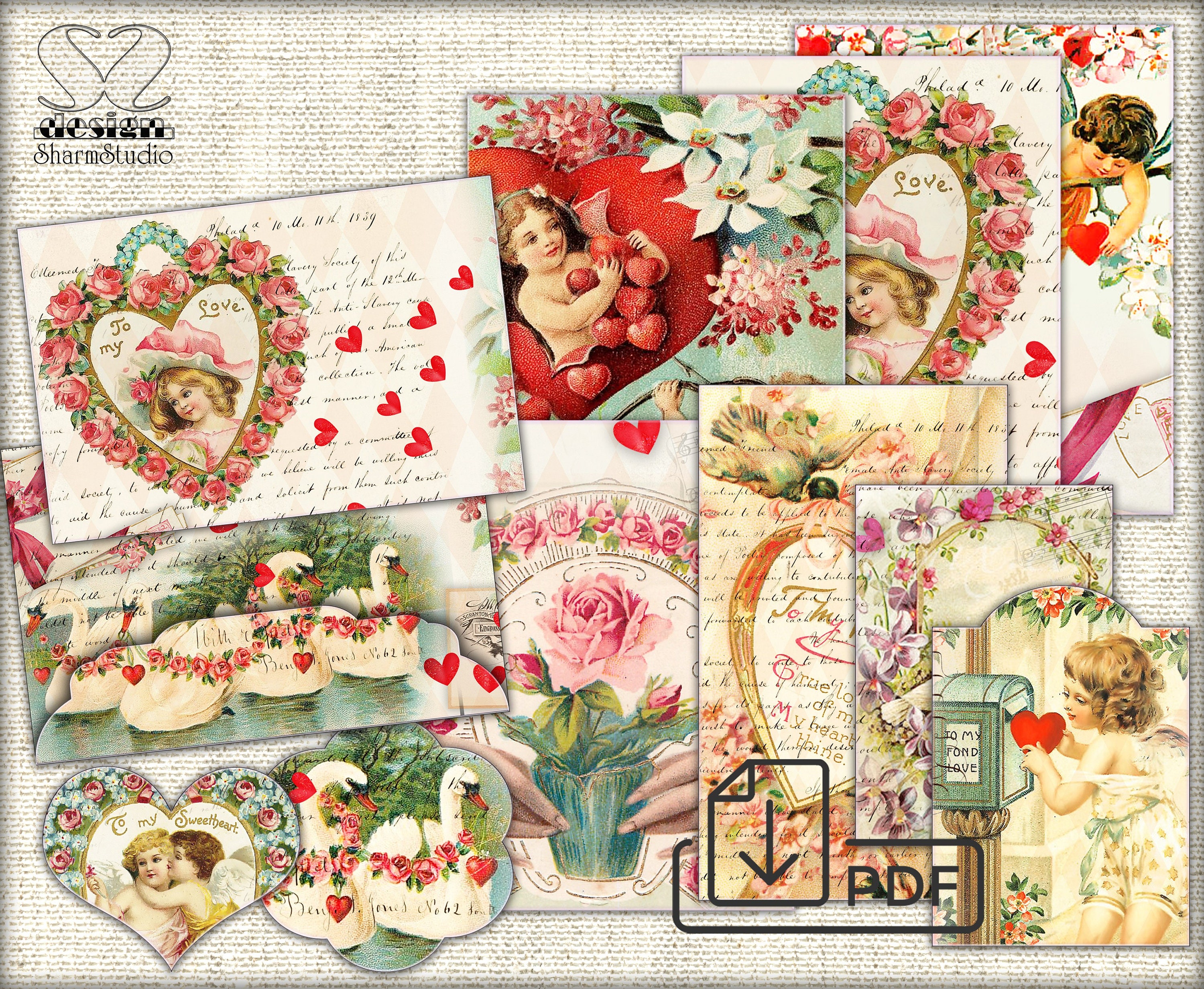 10 FREE Scrapbook Printable Collections for Valentine's Day