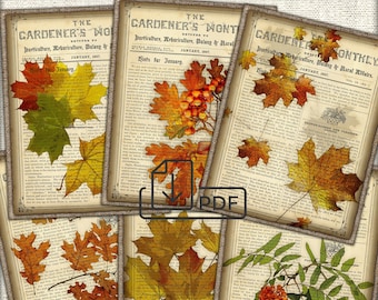 Fall Junk Journal Vintage Ephemera,Collage Sheet Download