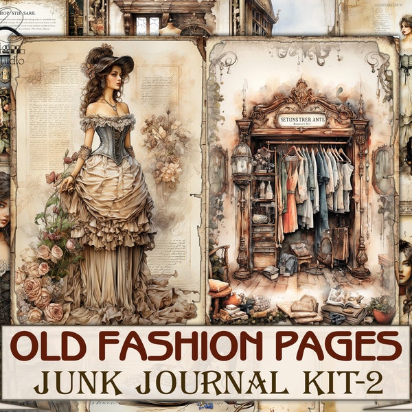 Old fashion Victorian Lady Junk Journal Kit part 2, Collage Sheets printables