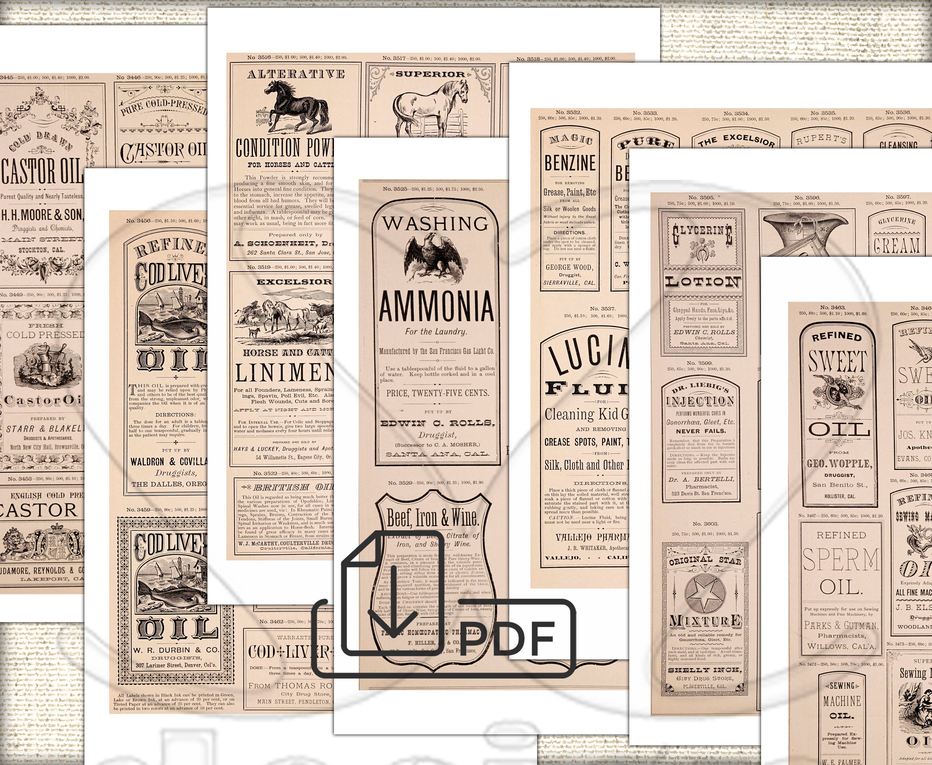 200 Vintage Apothecary Printable Old Ephemera Labels 1 18th | Etsy