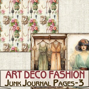 Art Deco Fashion Lady Junk Journal Kit Part 3, Collage Sheets ...