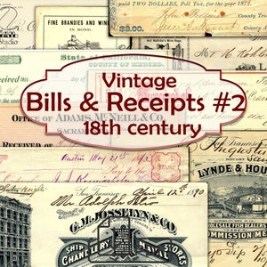 Vintage Bills & Receipts-2,Set of invoices ephemera and receipts paper 18th century