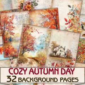Autumn Blank background junk journal Pages,Cozy autumn day printables