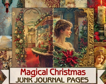 Vintage Christmas Junk Journal Kit: Printable Magical Pages (Digital Download)